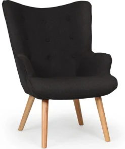 Fauteuil scandinave + pouf Lylou Tissu Noir