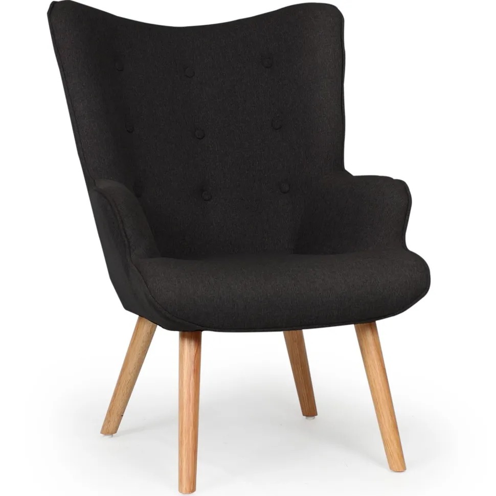Fauteuil scandinave + pouf Lylou Tissu Noir