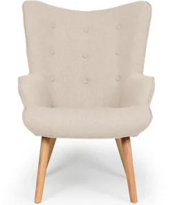 Fauteuil scandinave + pouf Lylou Tissu Beige