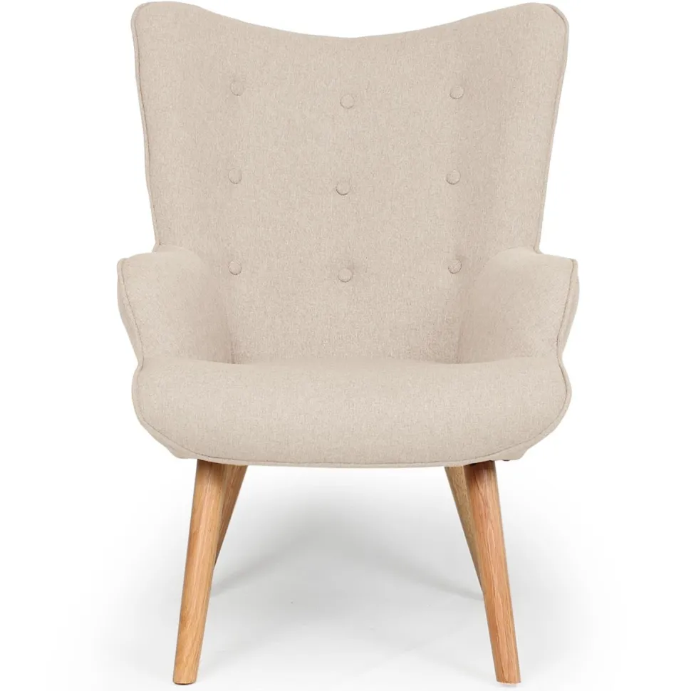 Fauteuil scandinave + pouf Lylou Tissu Beige