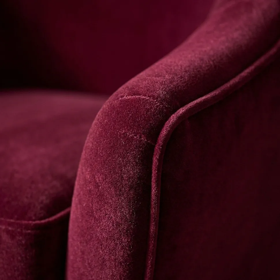 Fauteuil scandinave Dakota Velours Bordeaux