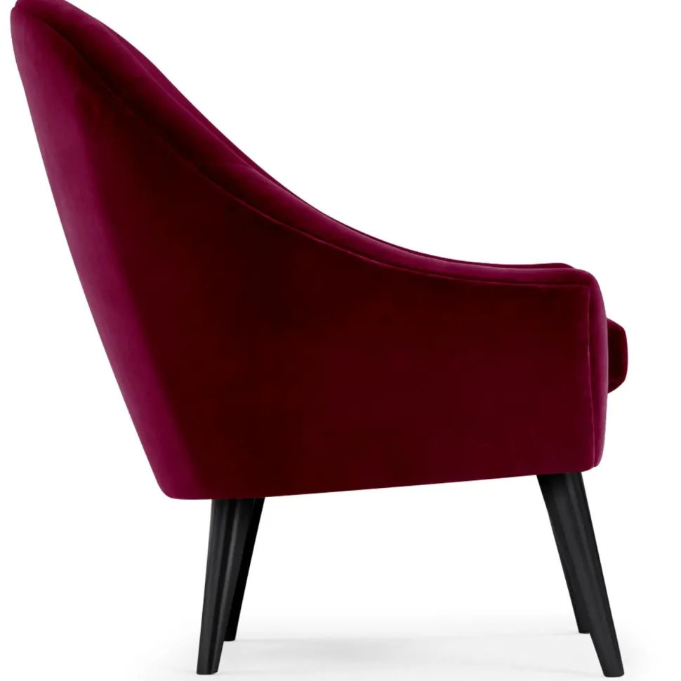 Fauteuil scandinave Dakota Velours Bordeaux