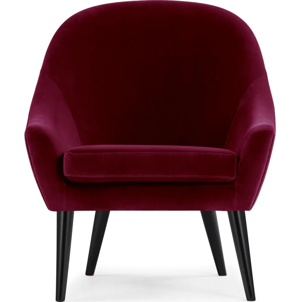 Fauteuil scandinave Dakota Velours Bordeaux