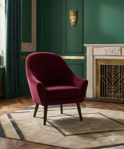 Fauteuil scandinave Dakota Velours Bordeaux