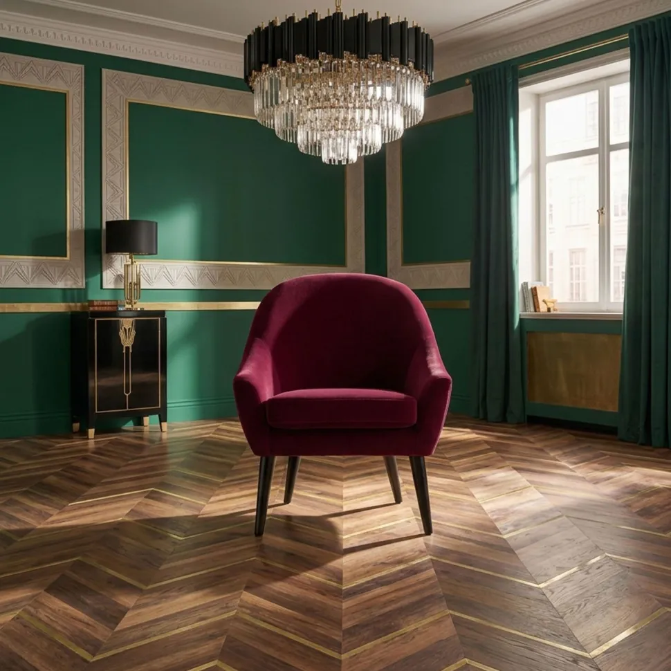 Fauteuil scandinave Dakota Velours Bordeaux