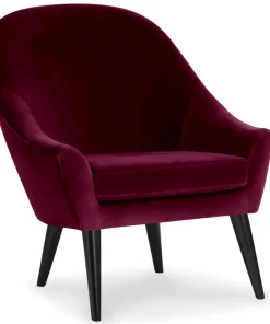 Fauteuil scandinave Dakota Velours Bordeaux