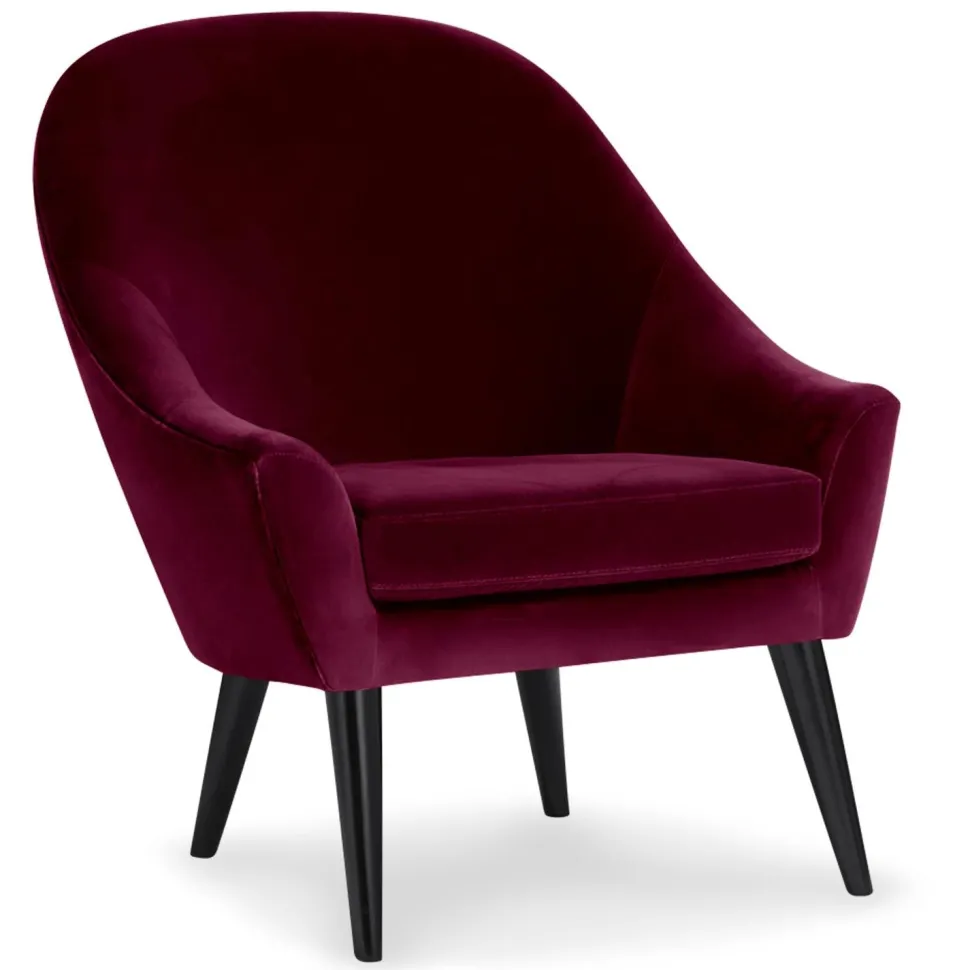 Fauteuil scandinave Dakota Velours Bordeaux
