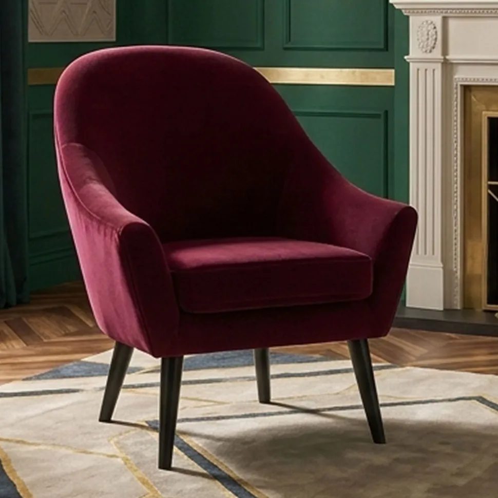 Fauteuil scandinave Dakota Velours Bordeaux