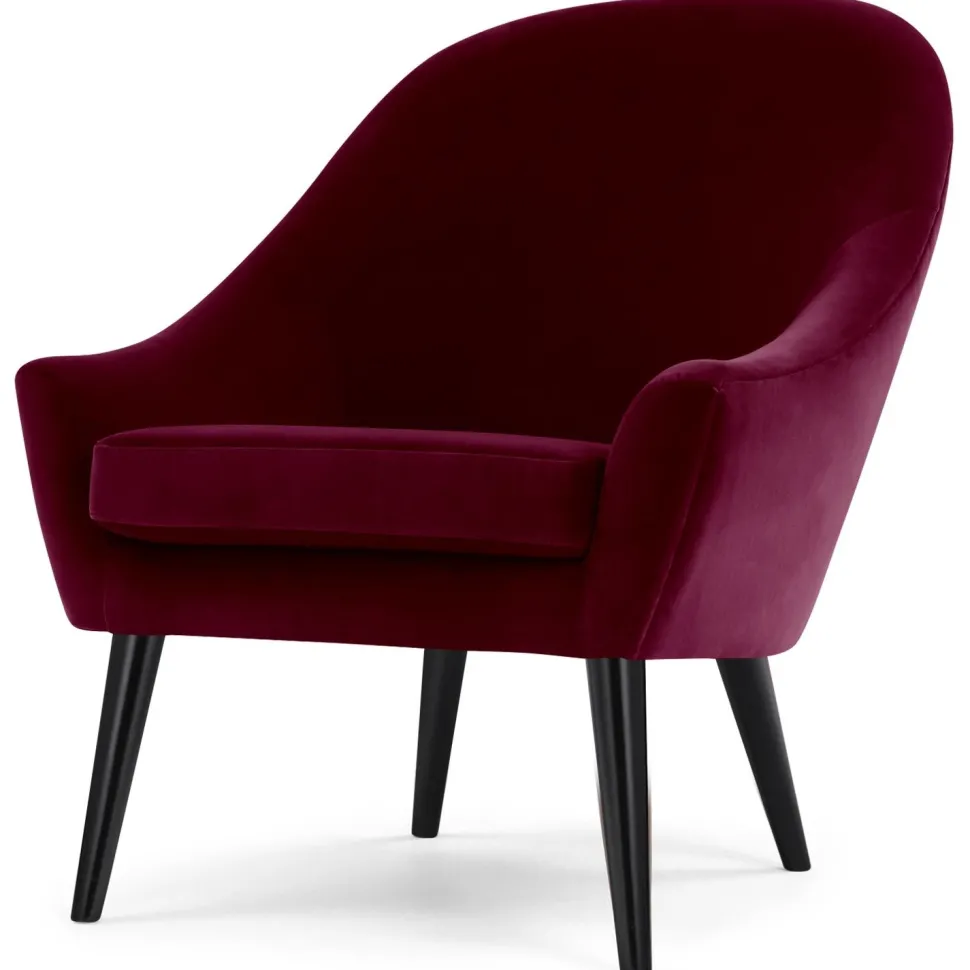 Fauteuil scandinave Dakota Velours Bordeaux