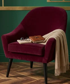 Fauteuil scandinave Dakota Velours Bordeaux