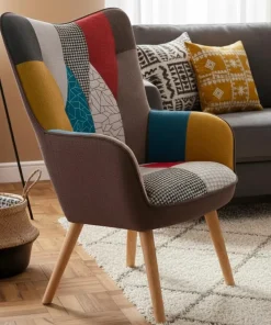 Fauteuil scandinave Klarys Tissu Patchwork