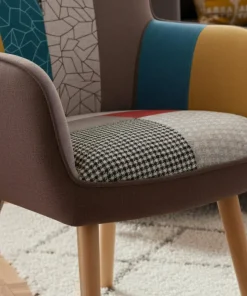 Fauteuil scandinave Klarys Tissu Patchwork