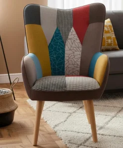 Fauteuil scandinave Klarys Tissu Patchwork