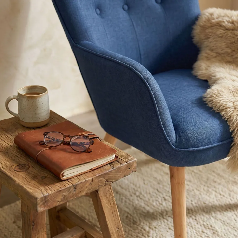 Fauteuil scandinave Klarys Tissu Bleu