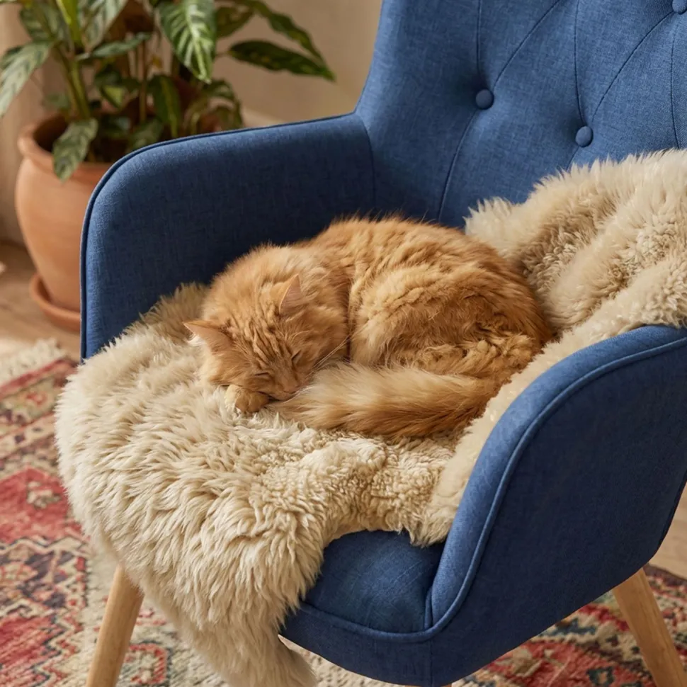 Fauteuil scandinave Klarys Tissu Bleu