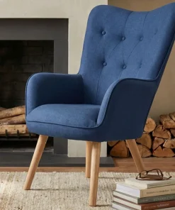 Fauteuil scandinave Klarys Tissu Bleu