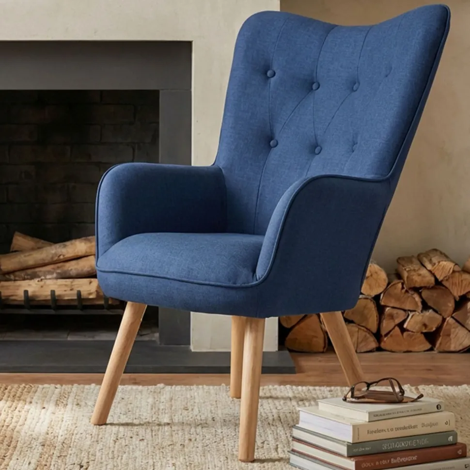 Fauteuil scandinave Klarys Tissu Bleu