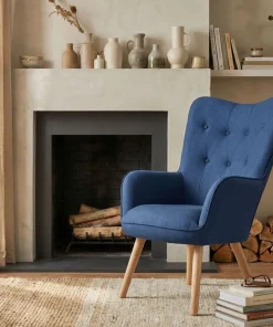 Fauteuil scandinave Klarys Tissu Bleu