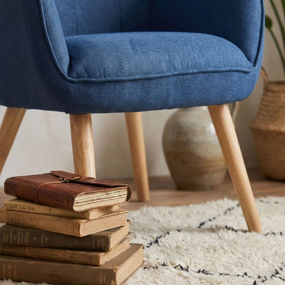 Fauteuil scandinave Klarys Tissu Bleu