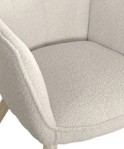 Fauteuil scandinave Klarys Tissu bouclette lainée Crème