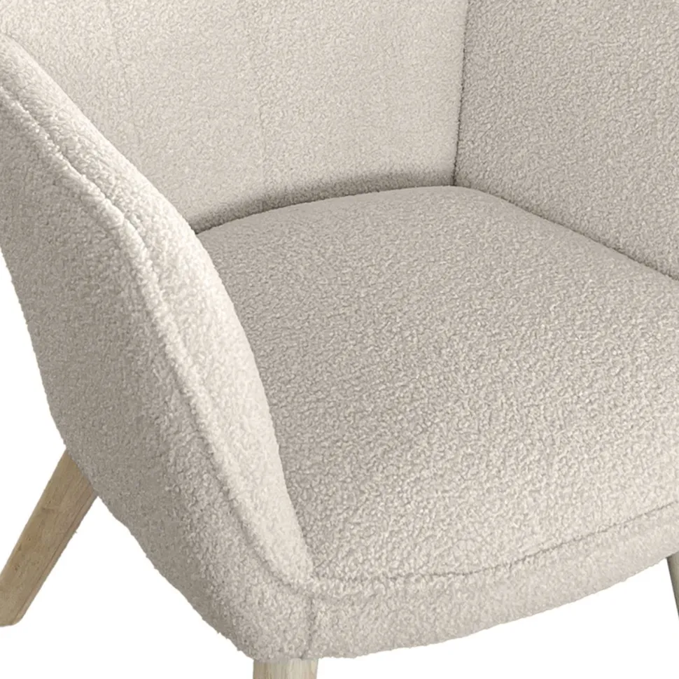 Fauteuil scandinave Klarys Tissu bouclette lainée Crème