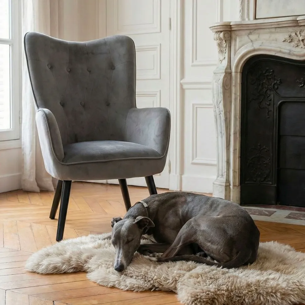 Fauteuil scandinave Klarys Velours Gris