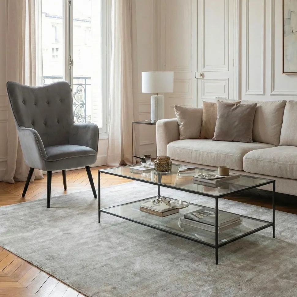 Fauteuil scandinave Klarys Velours Gris
