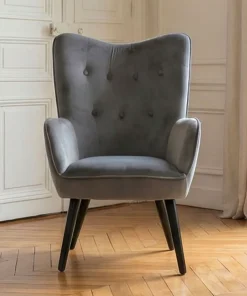 Fauteuil scandinave Klarys Velours Gris