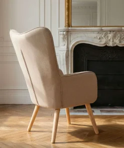 Fauteuil scandinave Klarys Tissu Beige