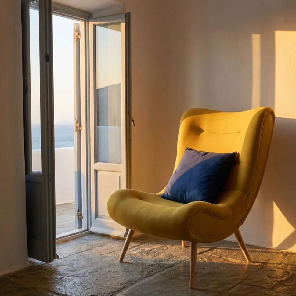 Fauteuil scandinave Romilly Tissu Jaune