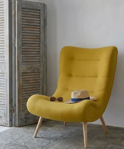 Fauteuil scandinave Romilly Tissu Jaune