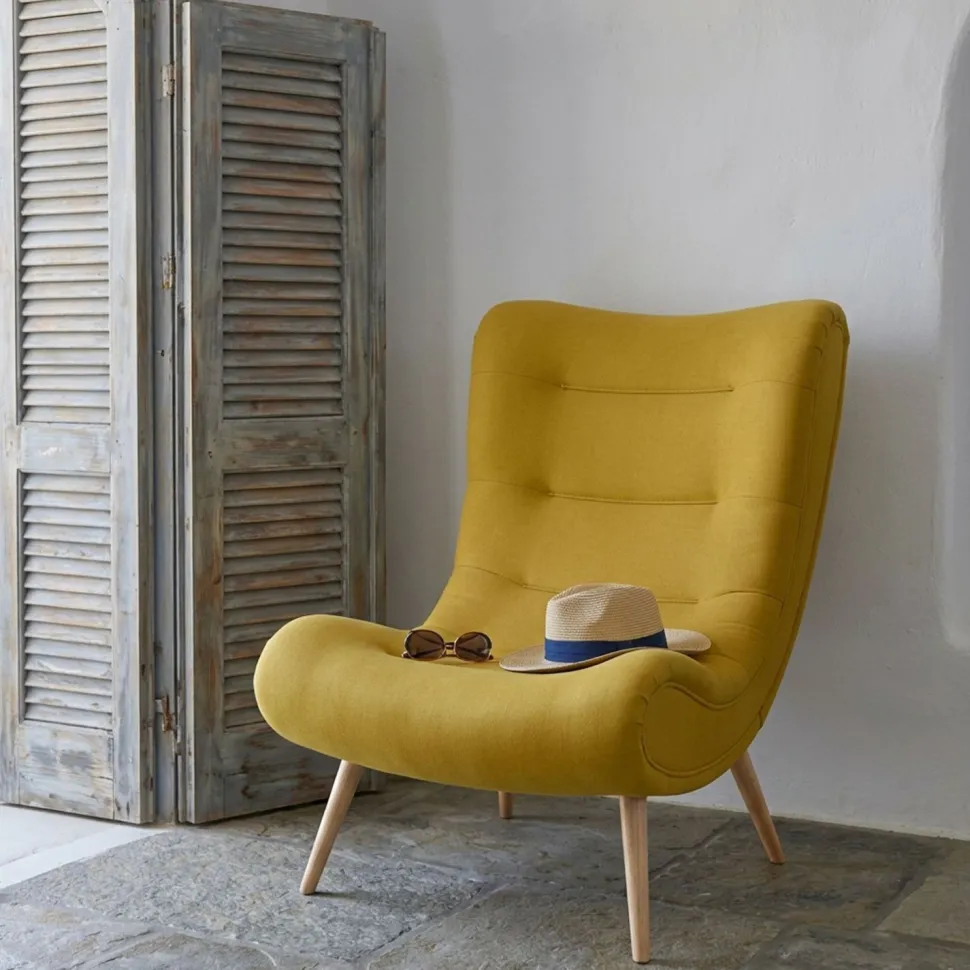 Fauteuil scandinave Romilly Tissu Jaune
