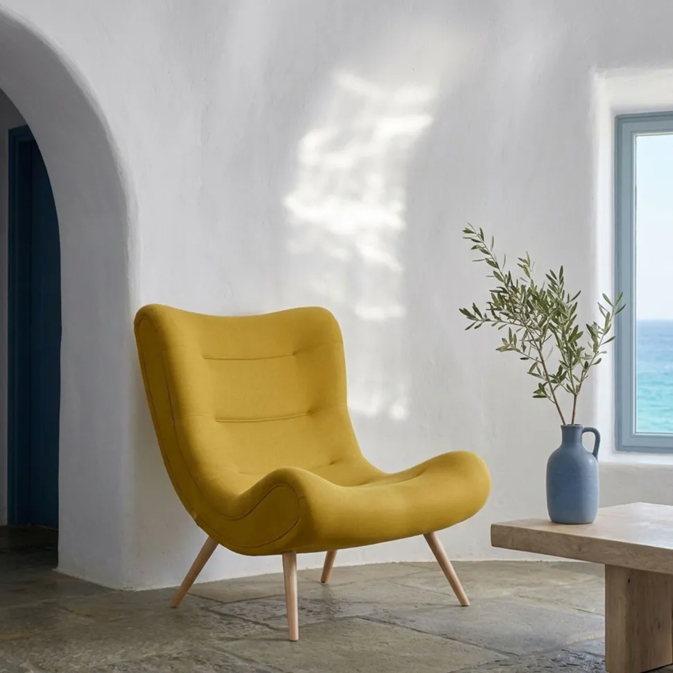 Fauteuil scandinave Romilly Tissu Jaune