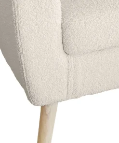 Fauteuil scandinave Savoy Tissu bouclette lainée Crème