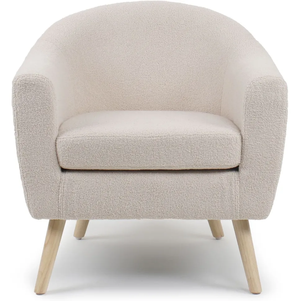 Fauteuil scandinave Savoy Tissu bouclette lainée Crème