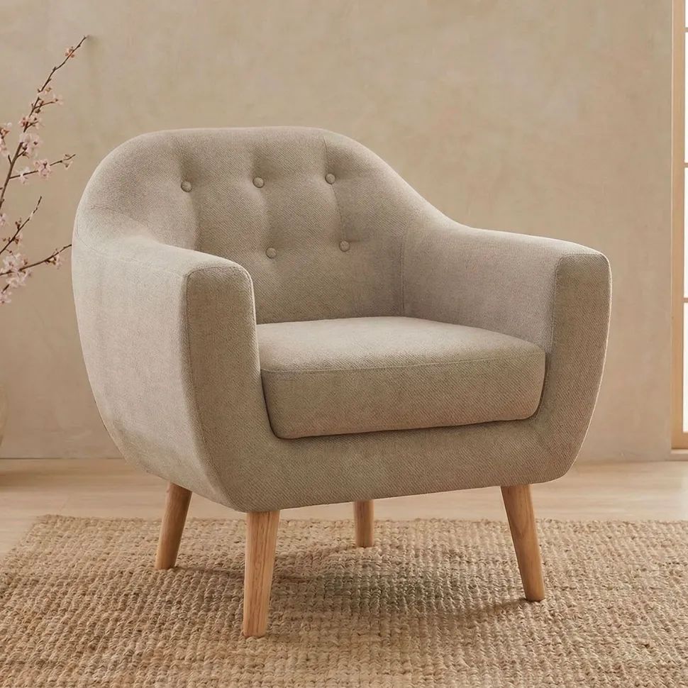 Fauteuil scandinave Savoy tissu Beige