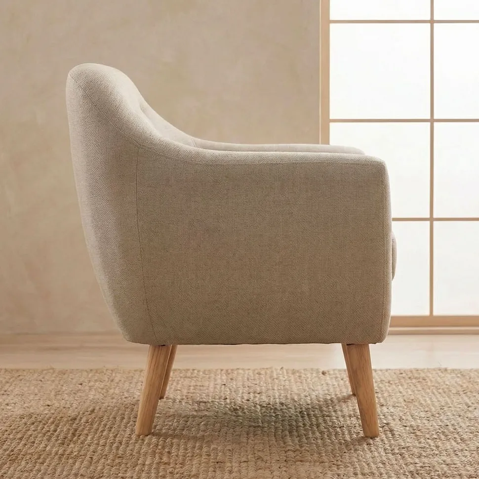 Fauteuil scandinave Savoy tissu Beige