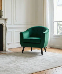 Fauteuil scandinave Savoy Velours Vert