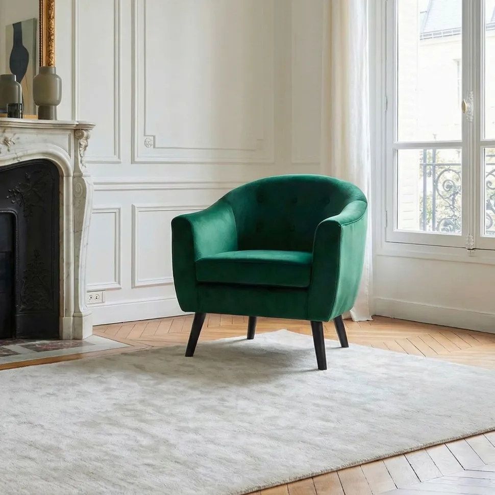 Fauteuil scandinave Savoy Velours Vert