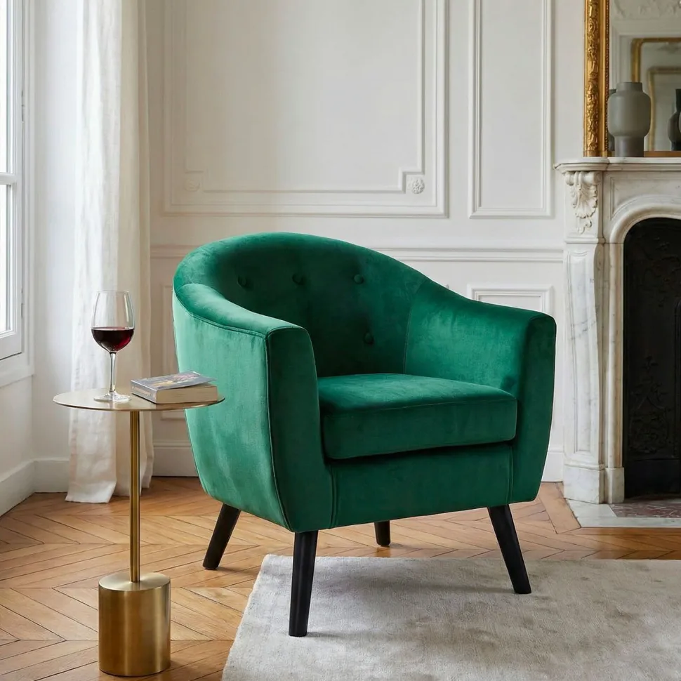 Fauteuil scandinave Savoy Velours Vert