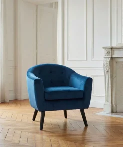 Fauteuil scandinave Savoy Velours Bleu