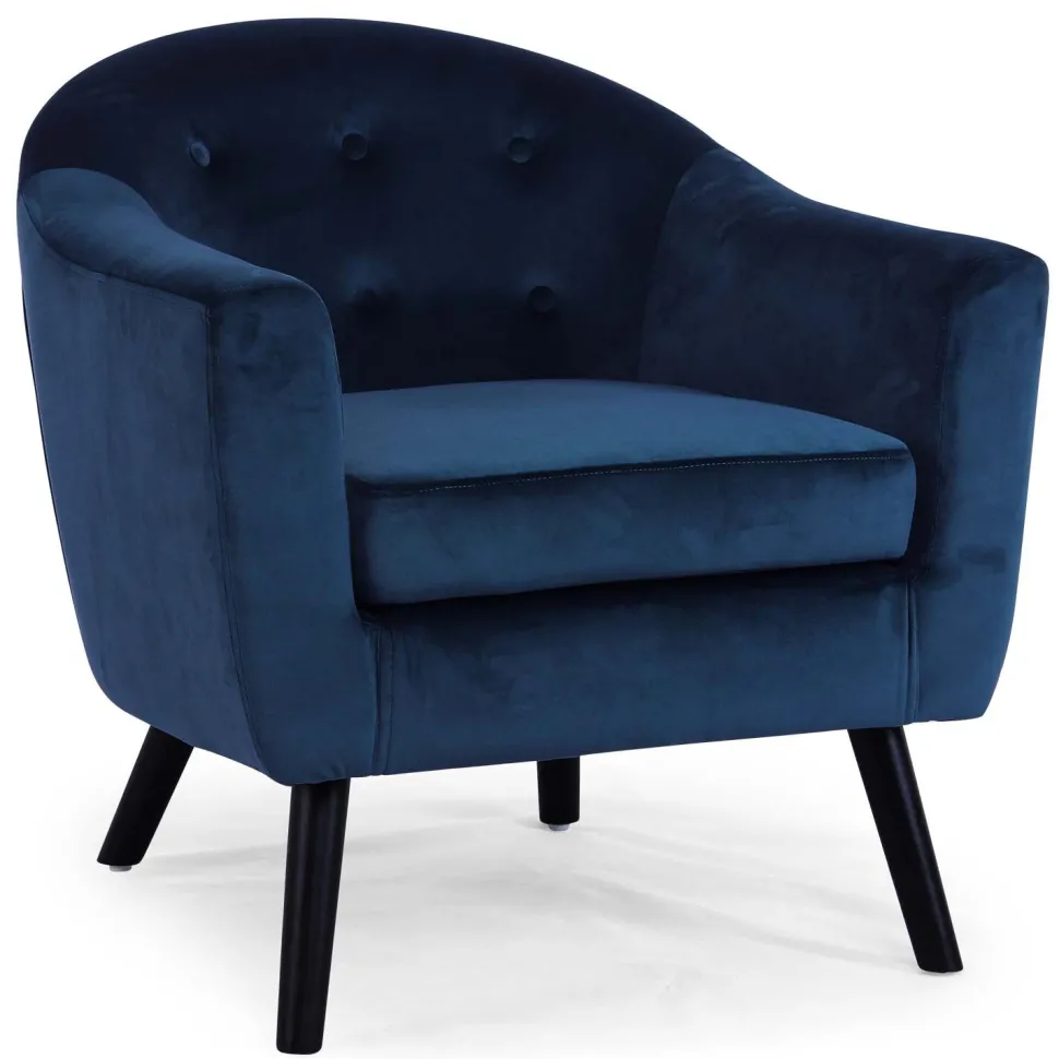 Fauteuil scandinave Savoy Velours Bleu