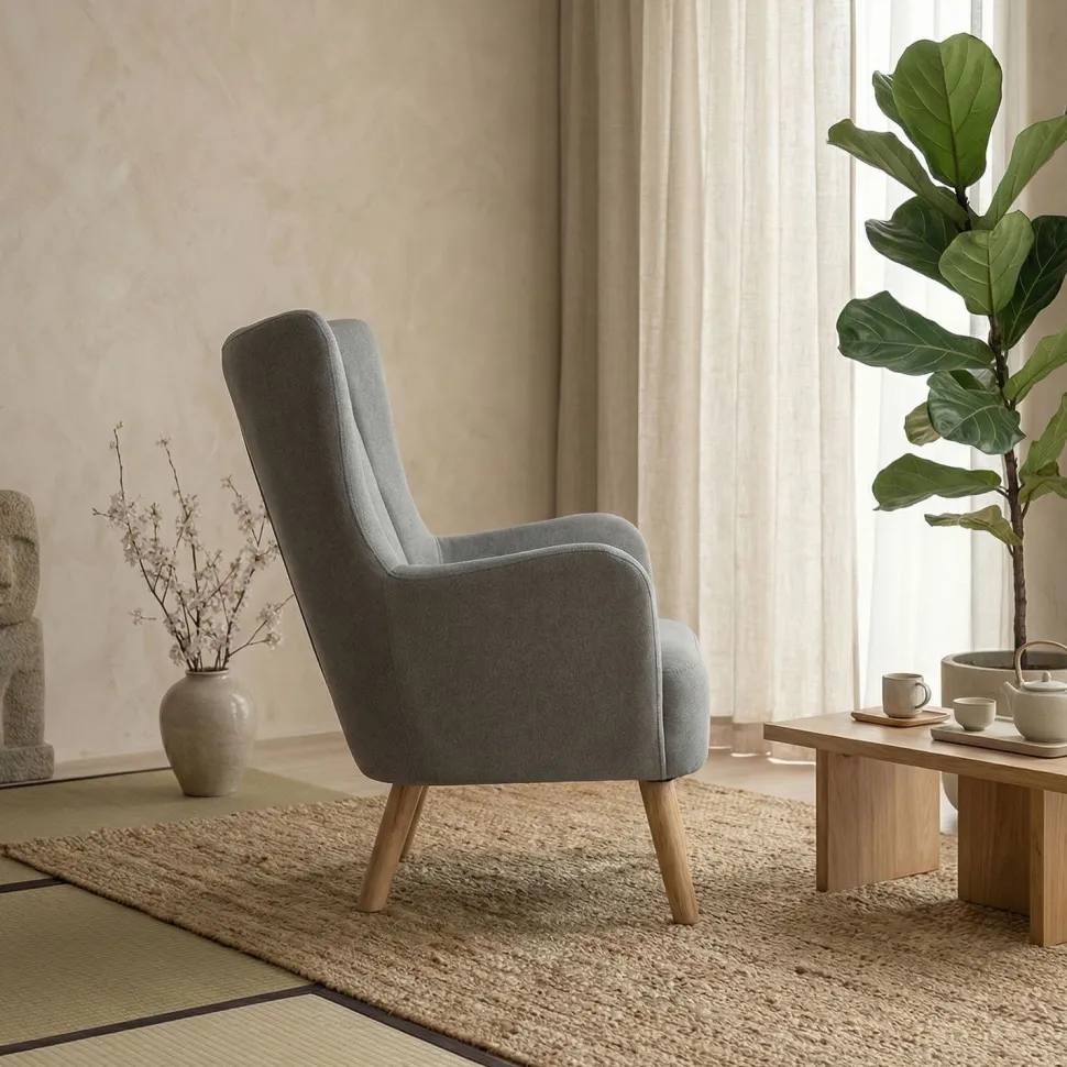 Fauteuil scandinave Vidal Gris