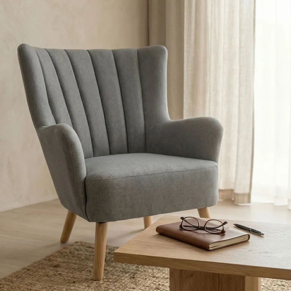 Fauteuil scandinave Vidal Gris