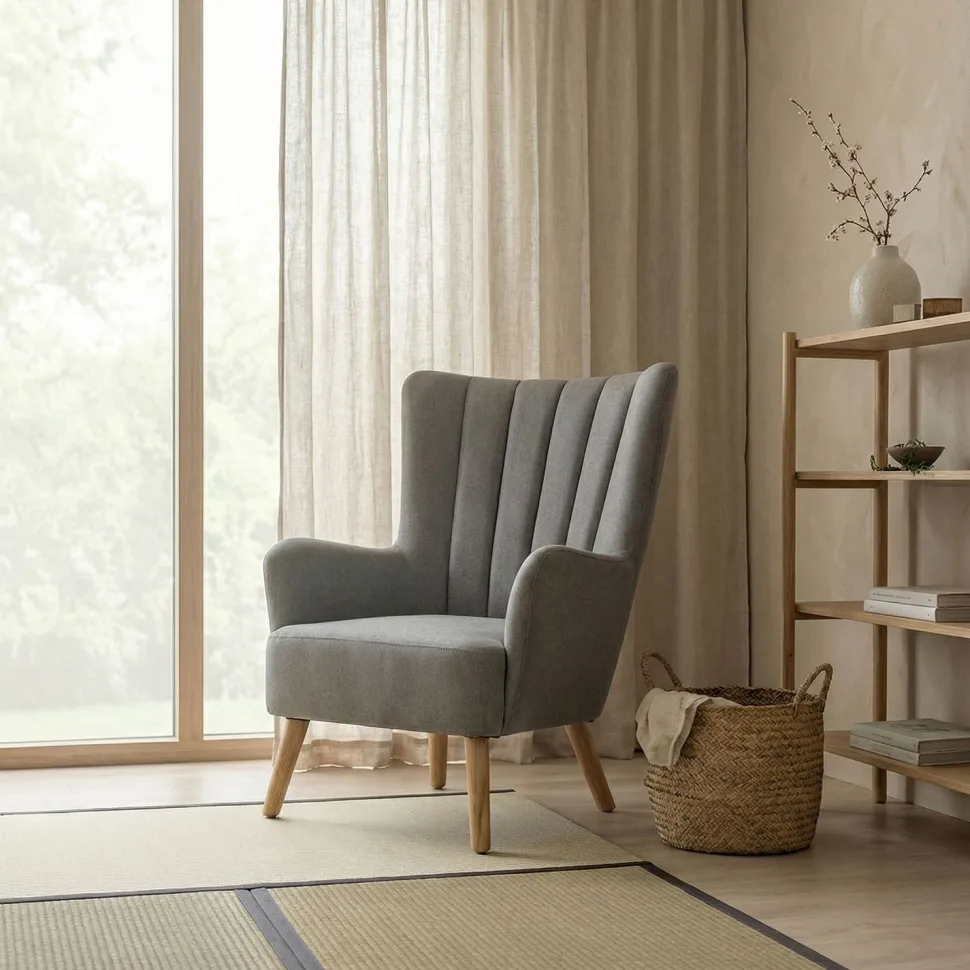 Fauteuil scandinave Vidal Gris