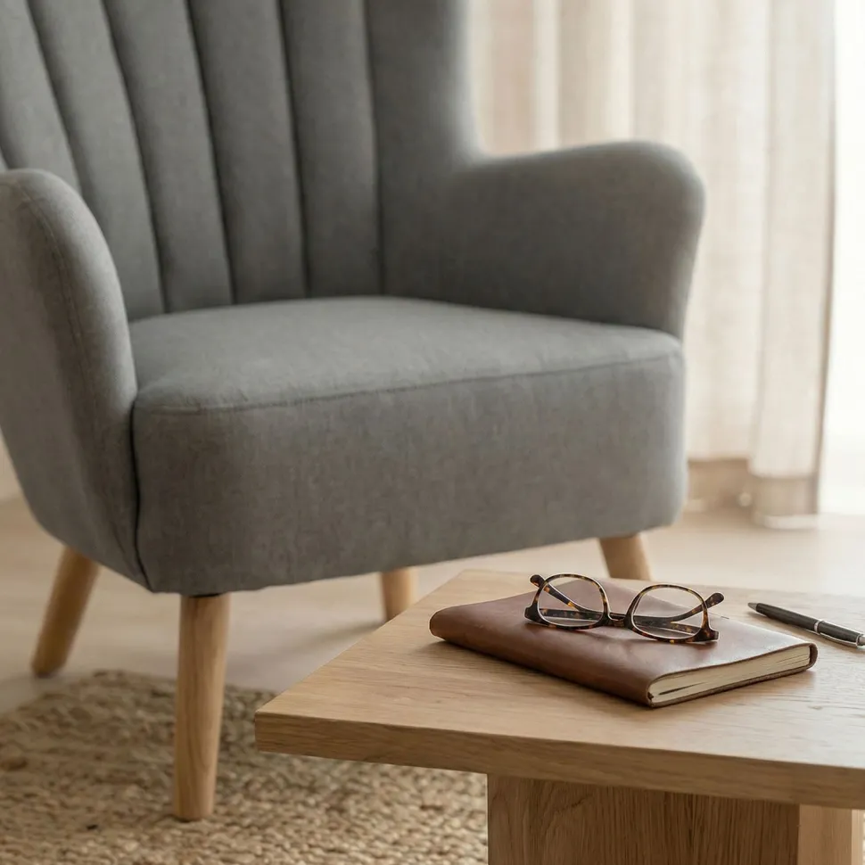Fauteuil scandinave Vidal Gris