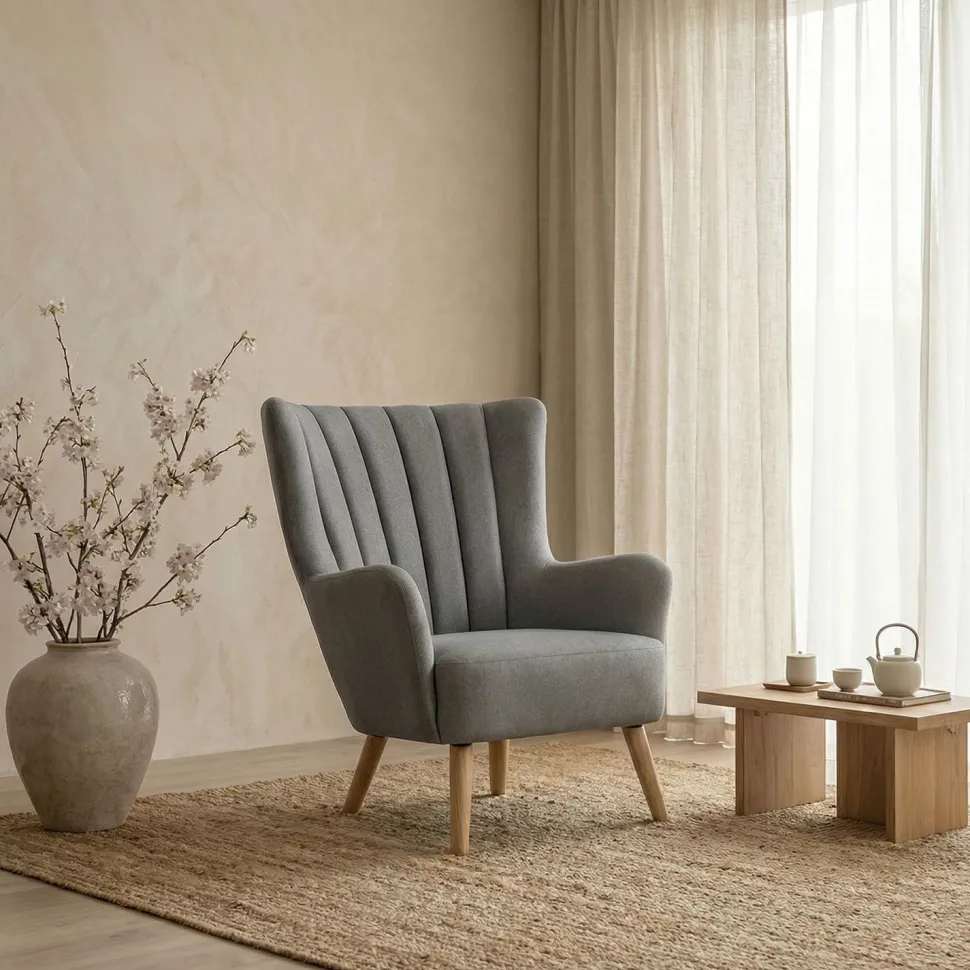 Fauteuil scandinave Vidal Gris