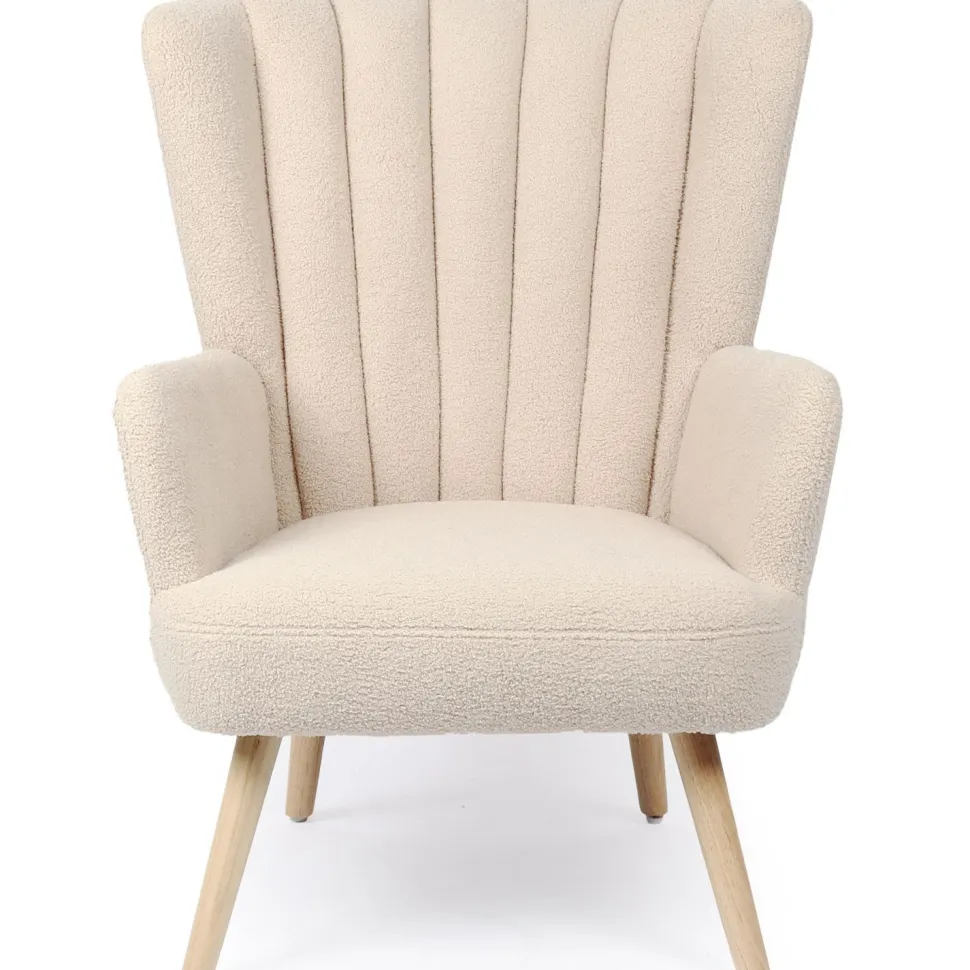 Fauteuil scandinave Vidal Tissu Bouclette Beige