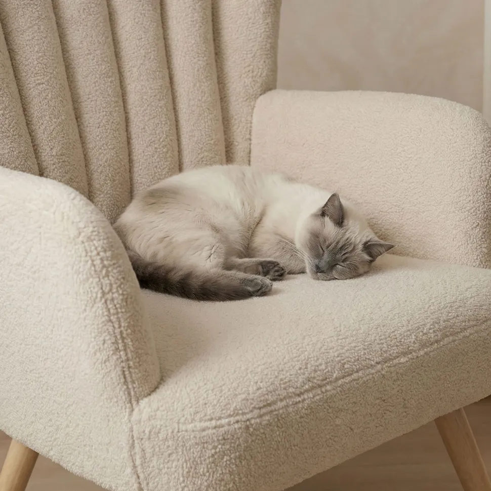 Fauteuil scandinave Vidal Tissu Bouclette Beige