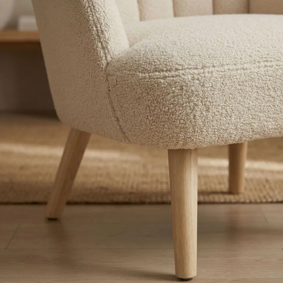 Fauteuil scandinave Vidal Tissu Bouclette Beige